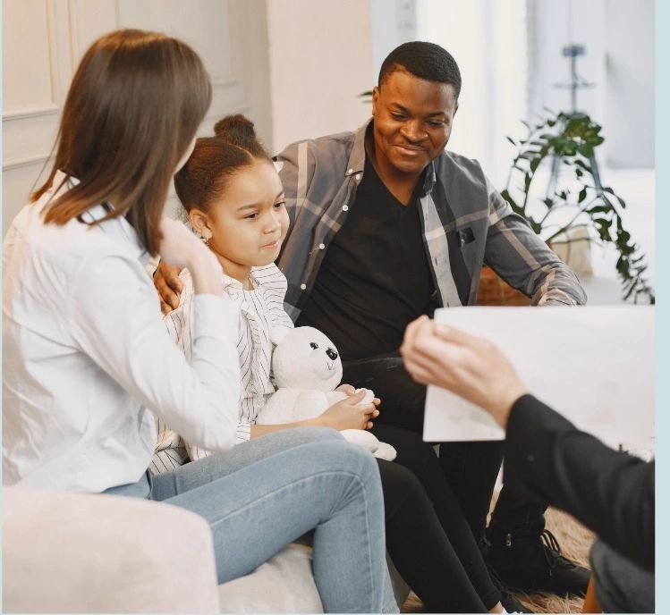 Family therapy consultation in a warm office setting
